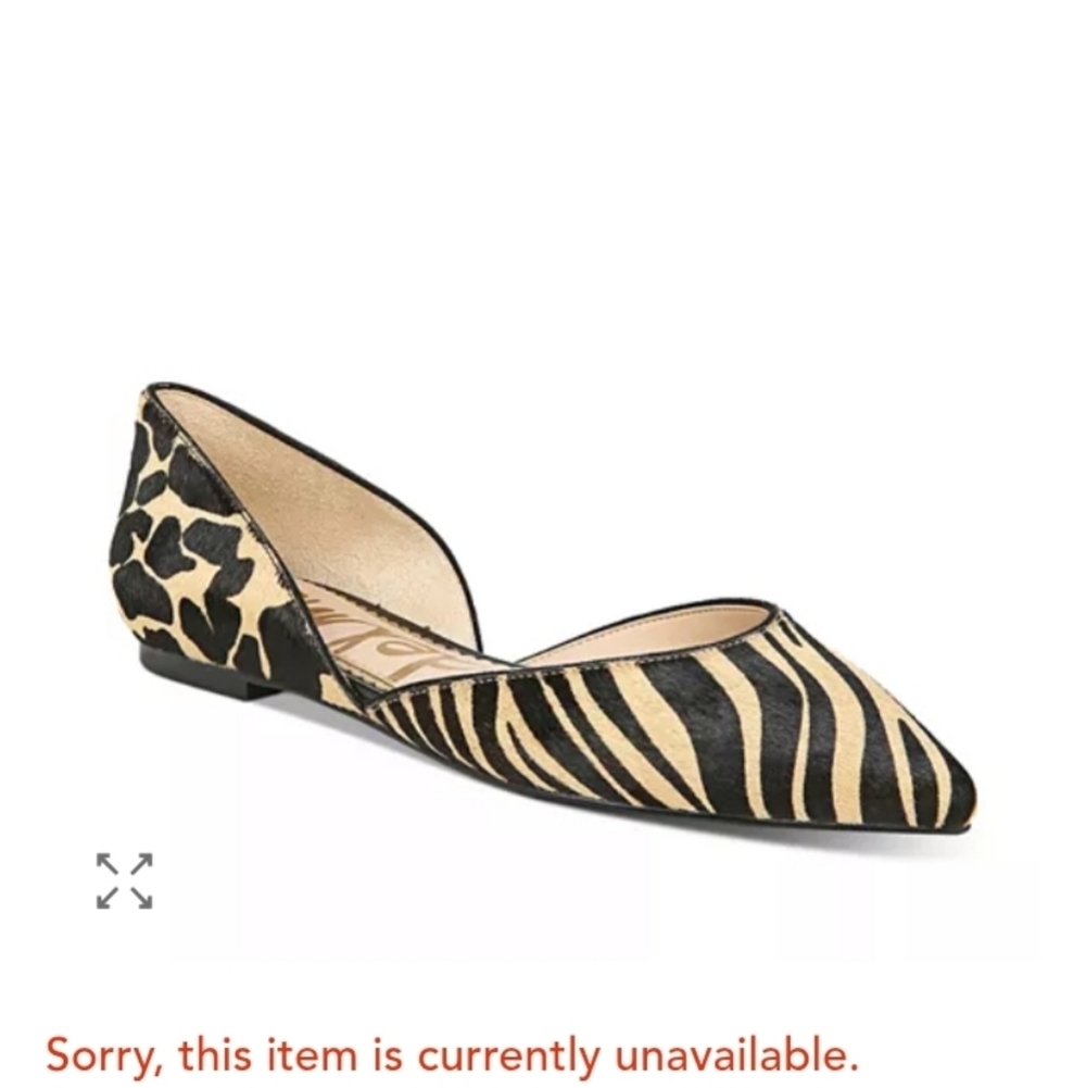 Sam Edelman Rodney Pointed Toe D'Orsay Bohemian Animal Print Horsehair Flat